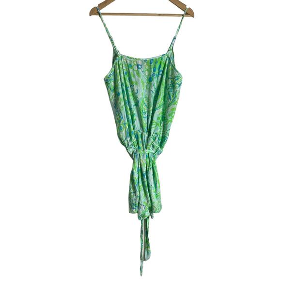 Lilly Pulitzer Deanna Pool Blue Green Any Fins Possible Romper Size Large - Picture 7 of 8